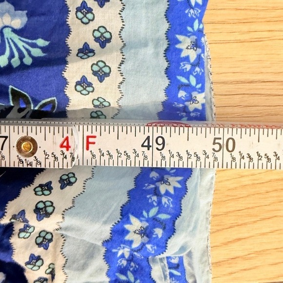 J.Crew Blue White Cotton Prairie Peasant Midi Dress XL Short Sleeve Fairy Cottag - Picture 7 of 8